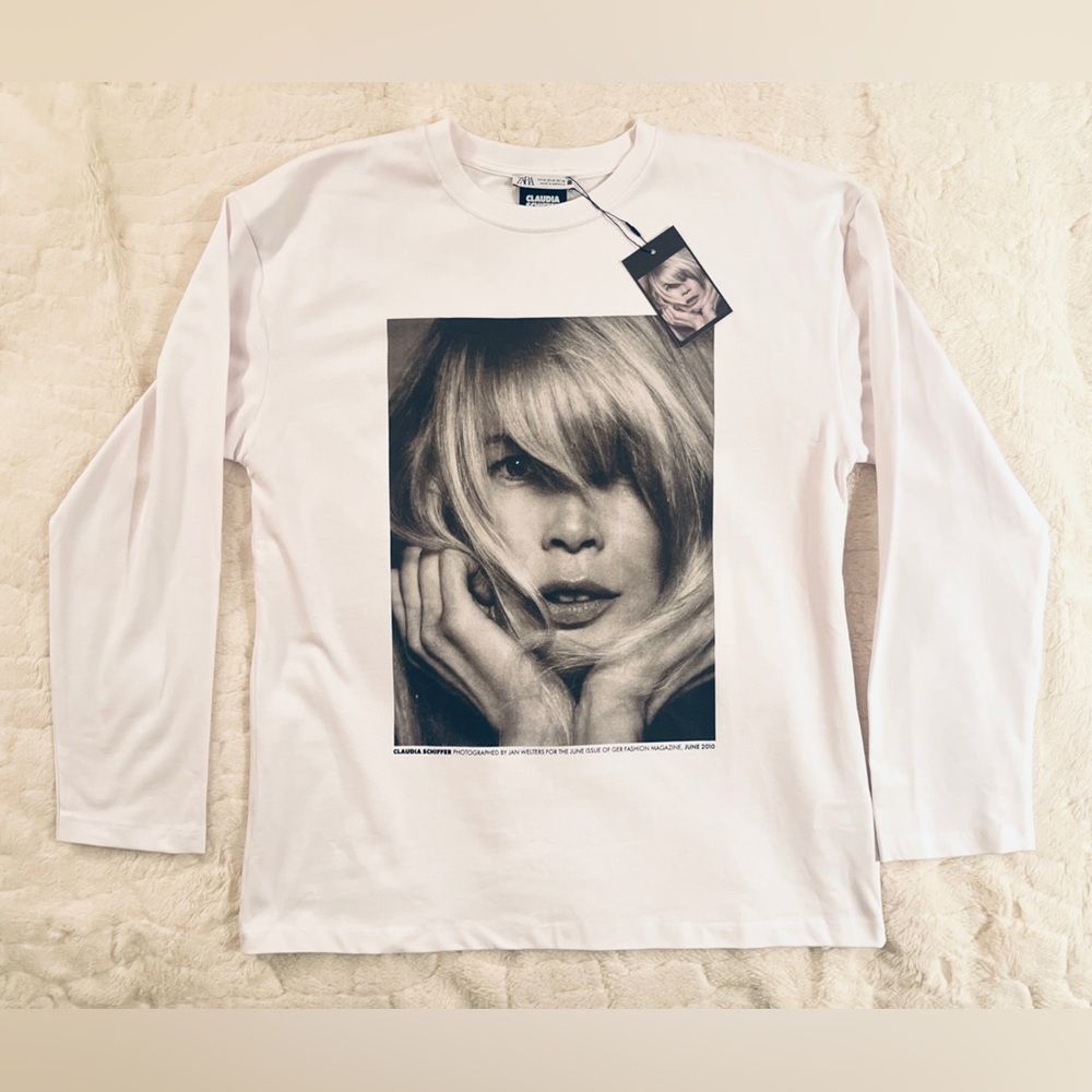 Zara long-sleeve T-shirt from the Claudia Schiffer collaboration size M